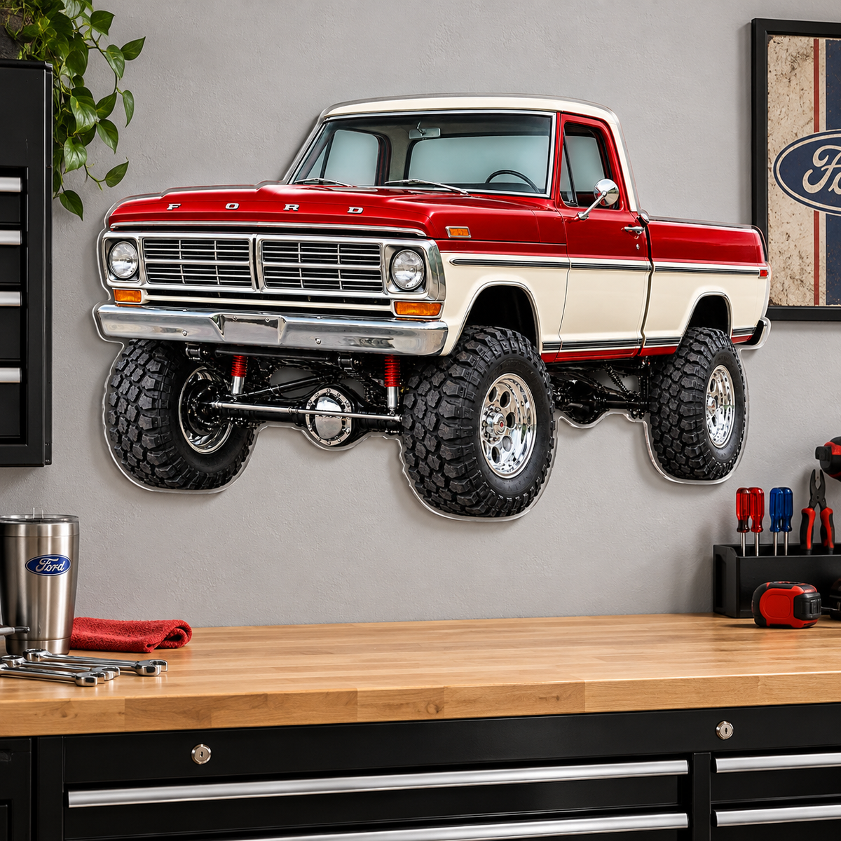 1969 Ford F-100 acrylic sign garage mockup