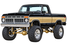 1976 Ford F-150 Lifted Truck Decal – Raven Black & Gold transparent artwork