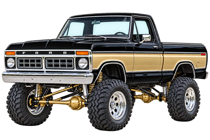 1976 Ford F-150 Lifted Truck Decal – Raven Black & Gold transparent artwork