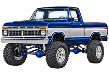 1976 Ford F-150 Lifted Truck Decal – Midnight Blue & Silver transparent artwork