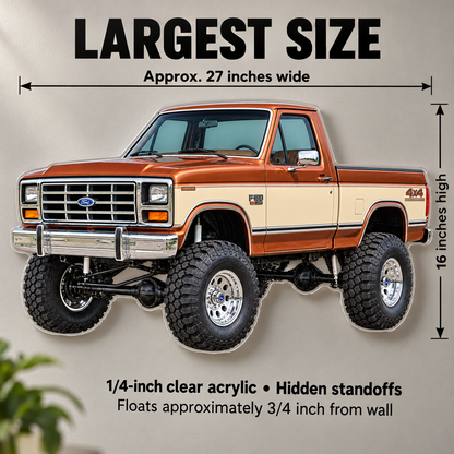 1985 Ford F-150 Bullnose 4x4 Copper & Cream acrylic wall sign sizes mockup