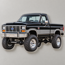 1985 Ford F-150 Bullnose 4x4 Raven Black & Charcoal acrylic sign wall mockup
