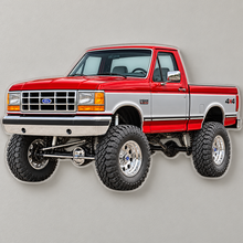 1990 Ford F-150 Bricknose 4x4 Crimson Red & Silver acrylic wall sign wall mockup