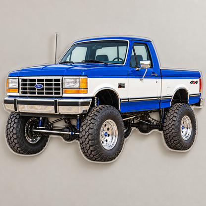 1990 Ford F-150 Bricknose 4x4 Royal Blue & White acrylic wall sign wall mockup