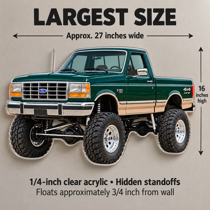 1990 Ford F-150 Bricknose 4x4 Emerald Green & Tan acrylic wall sign sizes mockup