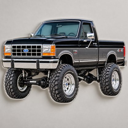 1990 Ford F-150 Bricknose 4x4 Jet Black & Charcoal acrylic wall sign wall mockup