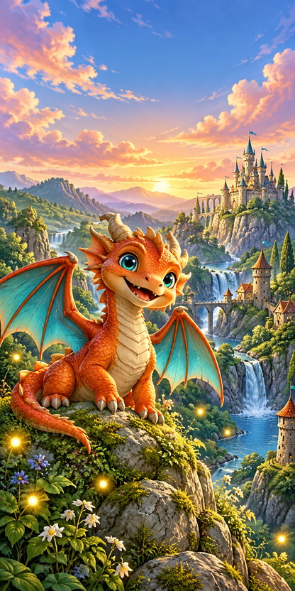 Friendly Dragon Kingdom cornhole wrap artwork without a hole