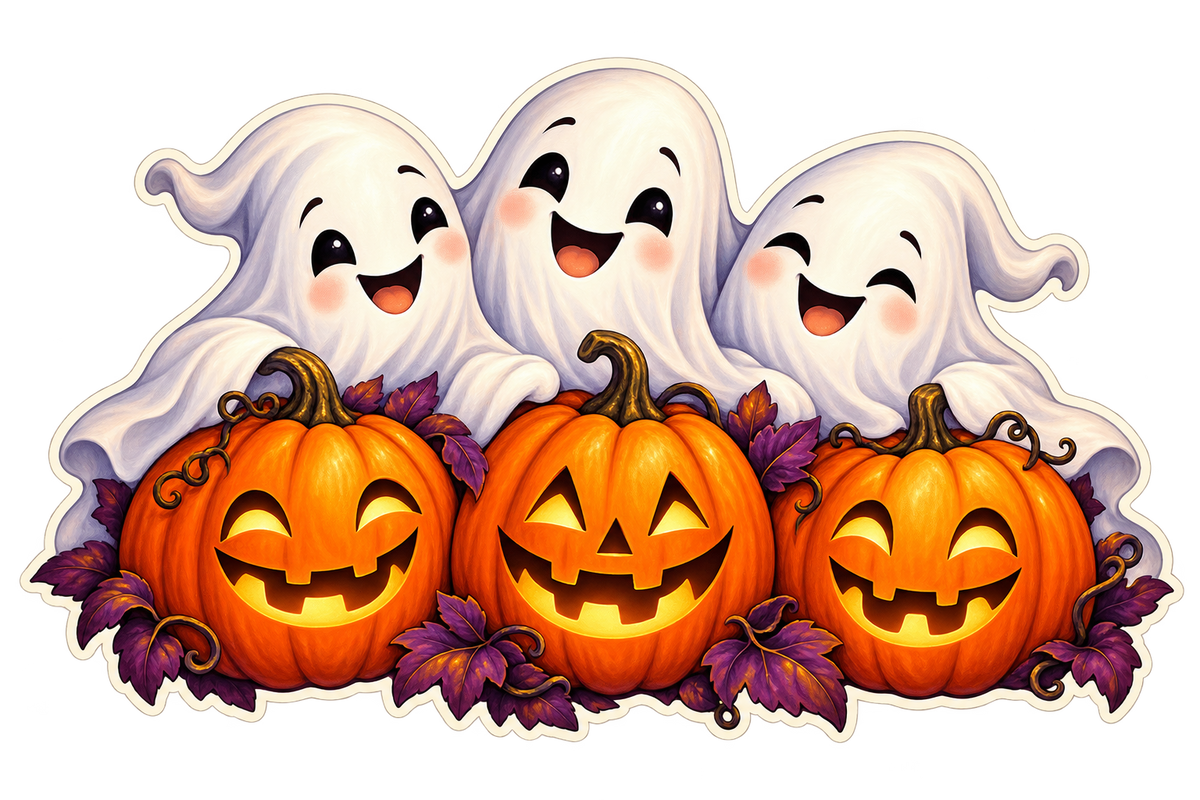 Friendly Ghost Pumpkin Trio standalone