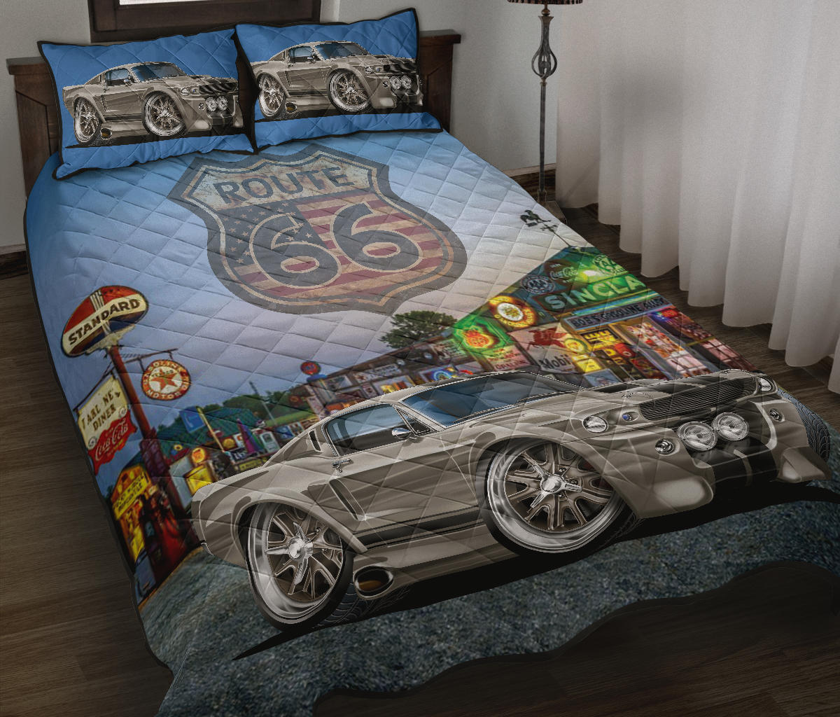 Mustang Eleanor Route 66 Quilt Set