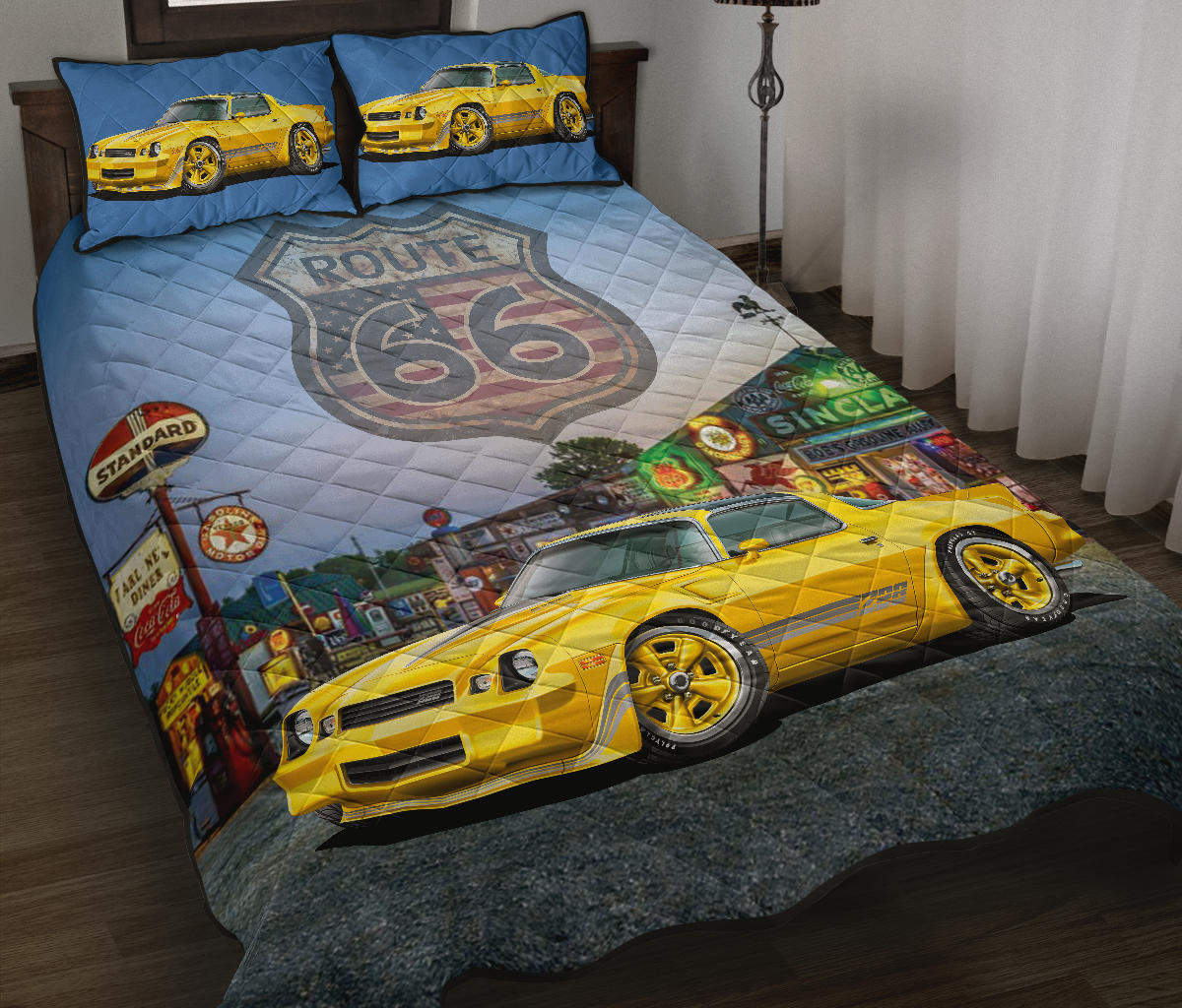 1981 Chevy Camaro Yellow Route 66 Quilt Art Designs Set view 1