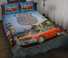 1969 Dodge Dart Orange Muscle Car Route 66 Custom Quilt Set view 1