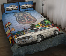 Retro 1969 Dodge Dart White Route 66 Custom Quilt set view 1