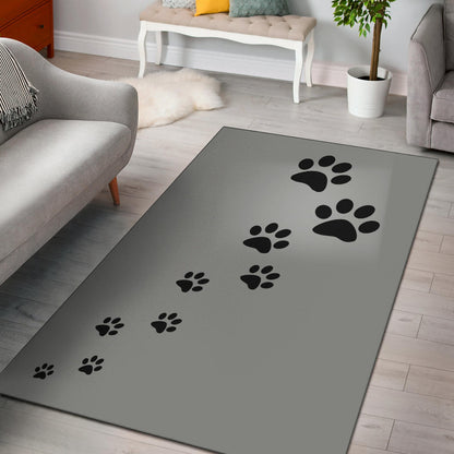 Paw prints grey rug