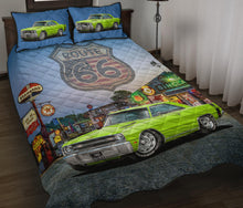 1969 Dodge Dart Lime Green Muscle Car Route 66 Quilt Art Set view 1