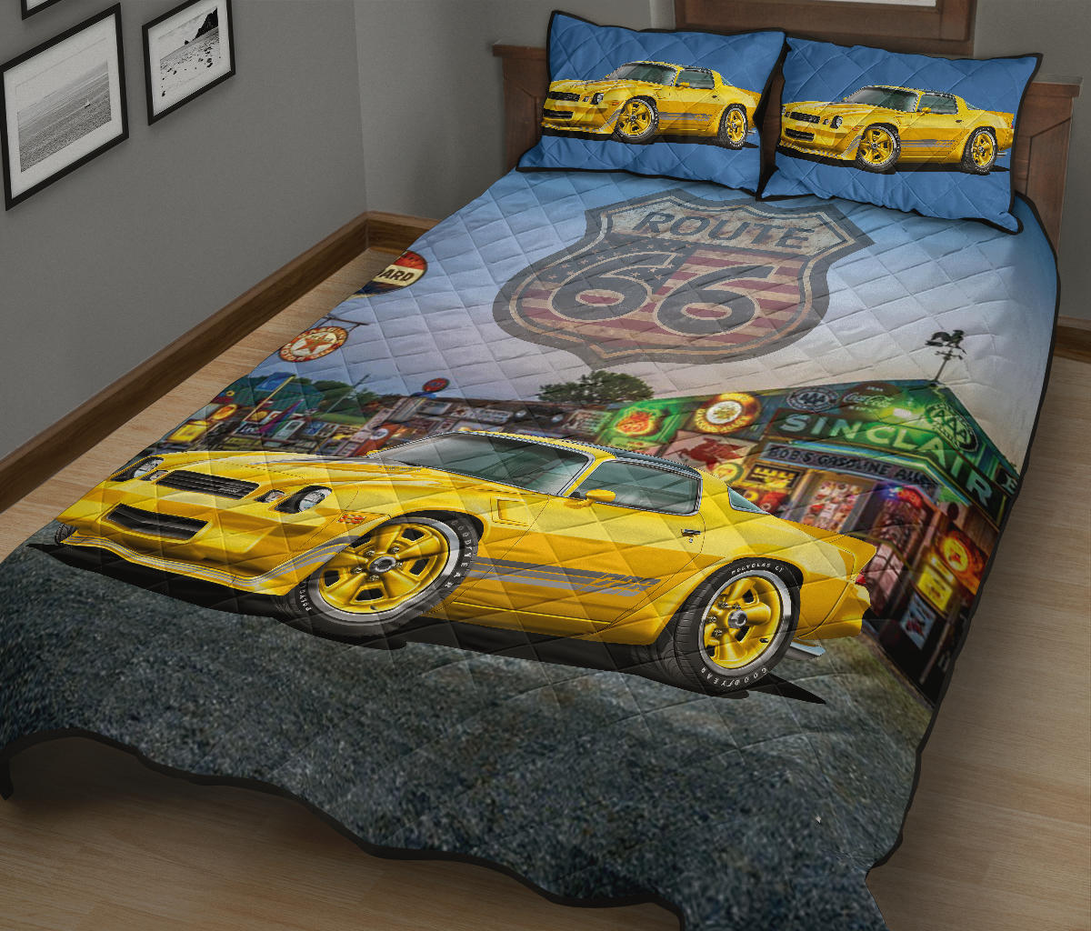 1981 Chevy Camaro Yellow Route 66 Quilt Art Designs Set view 2