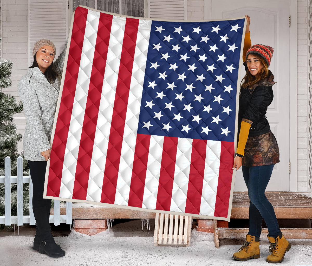 USA Flag Design Premium Quilt