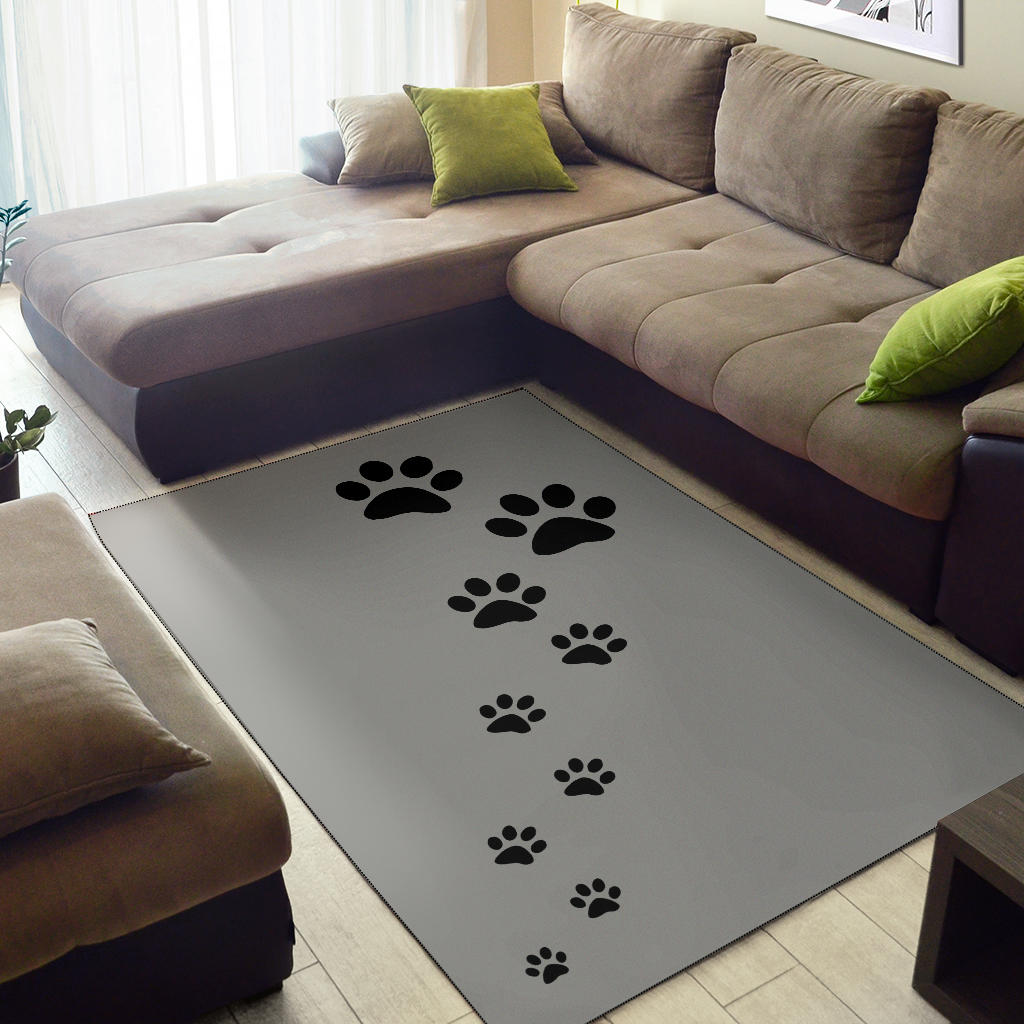 Paw prints grey rug