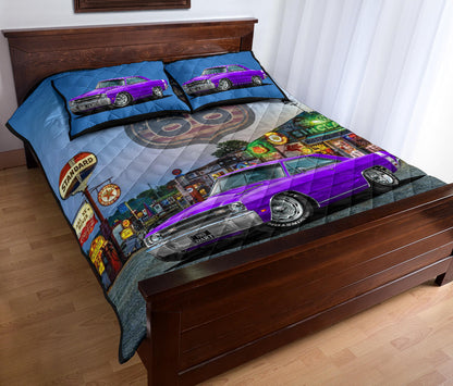 1969 Dodge Dart Purple Route 66 Muscle Car Printed Quilt Set view 3