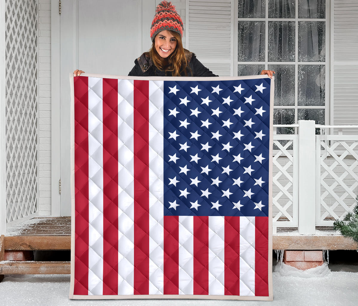 USA Flag Design Premium Quilt