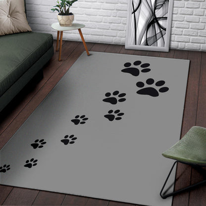 Paw prints grey rug