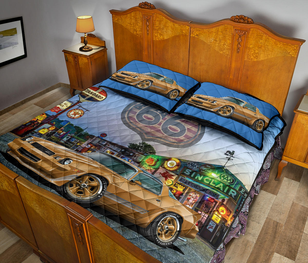1981 Chevy Camaro Muscle Gold Route 66 Quilt Art Designs Set view D