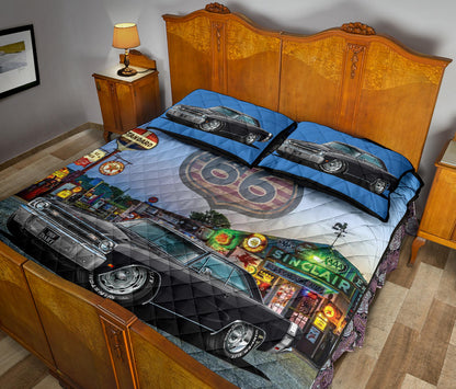 1969 Dodge Dart Black Muscle Car Route 66 Quilt Art Set view 4