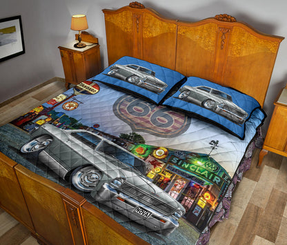 1966 Chevy Nova Silver Muscle Car  Route 66 Quilt Art Set view 4