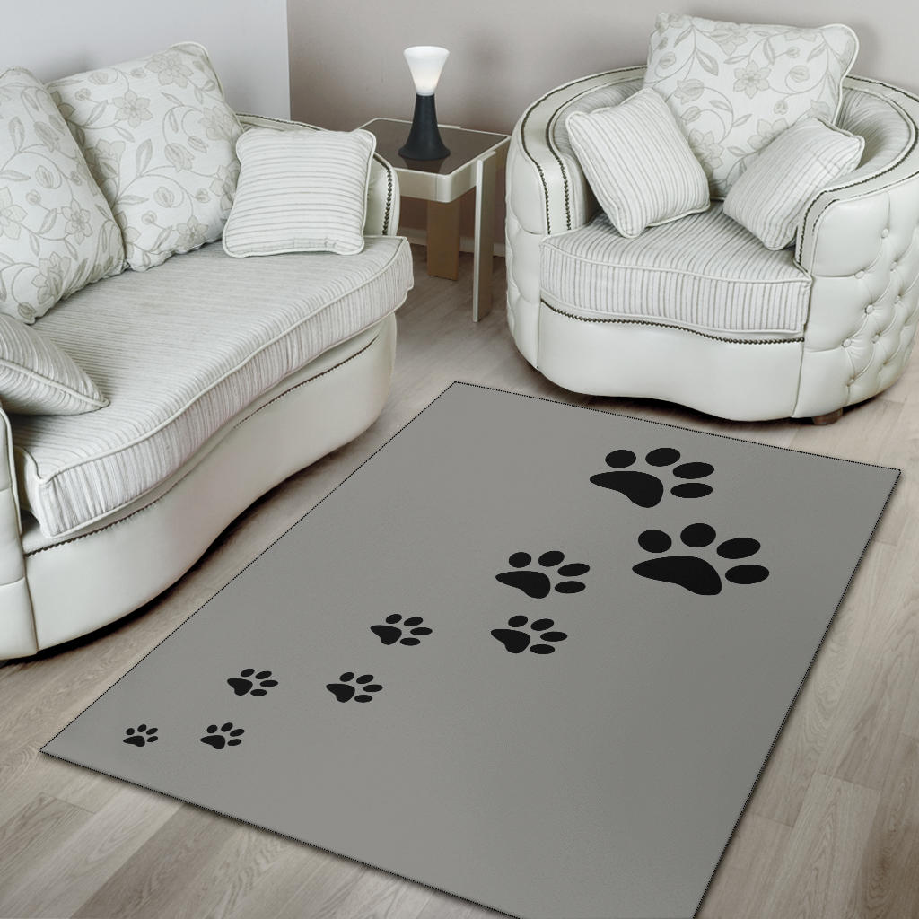 Paw prints grey rug