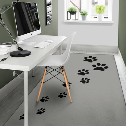 Paw prints grey rug