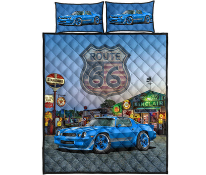 1981 Camaro Blue Muscle Car Route 66 Quilt Art Designs Set proof