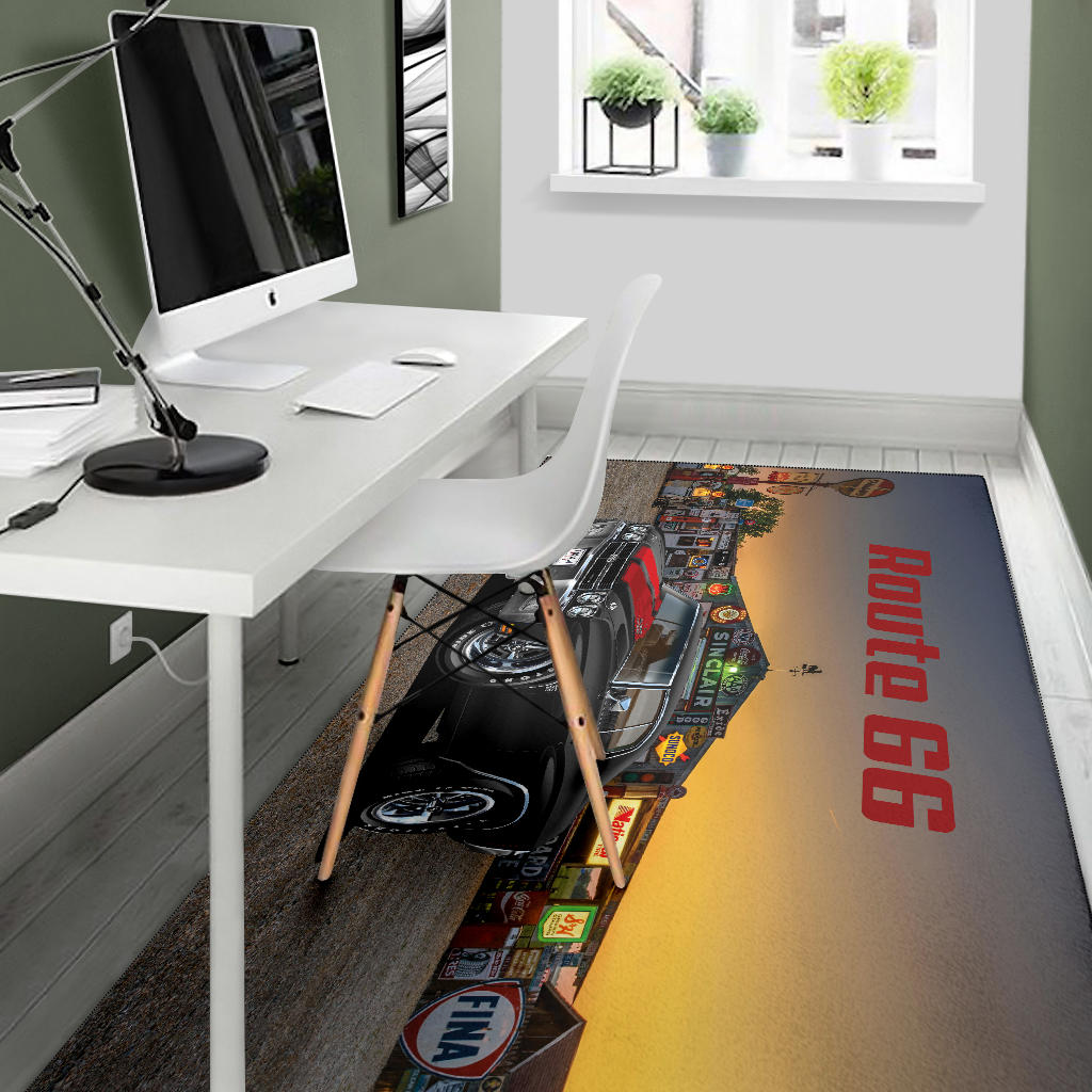 1970 Chevelle Black Red Stripes Muscle Car Rug Route 66 view 5