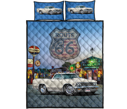 Retro 1966 Chevy El Camino Route 66 Custom Quilt Set proof