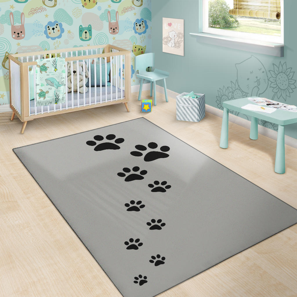 Paw prints grey rug