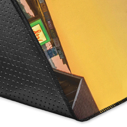 1970 Chevelle Black Red Stripes Muscle Car Rug Route 66 material