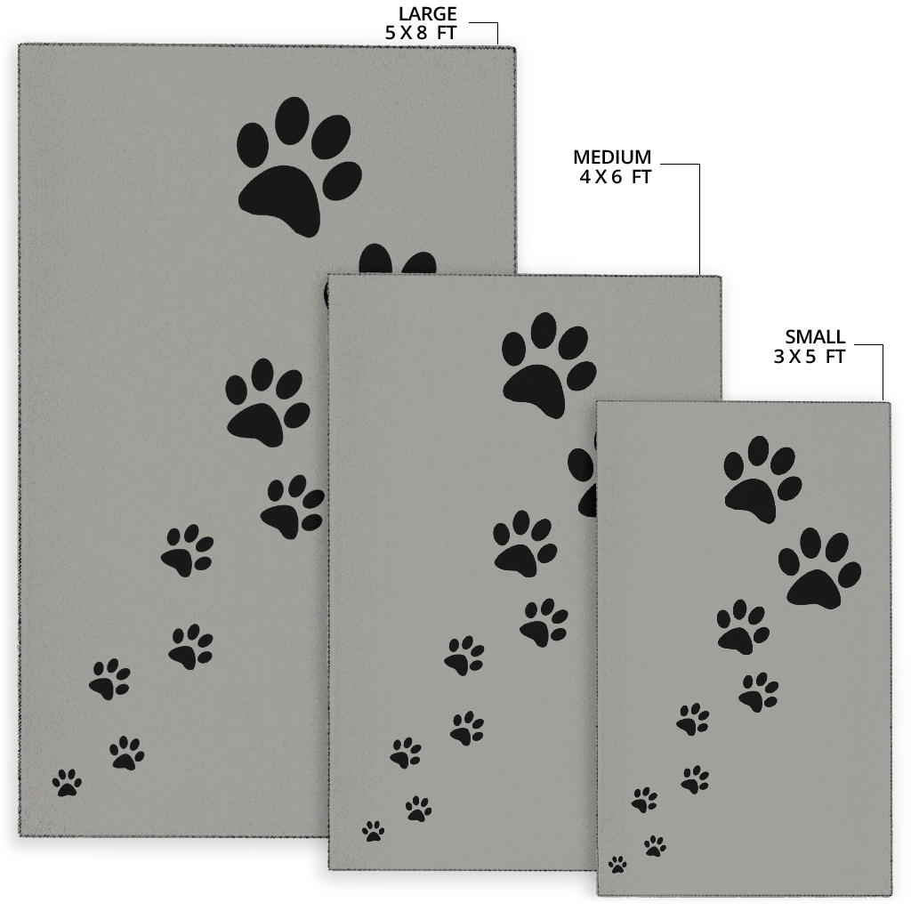 Paw prints grey rug