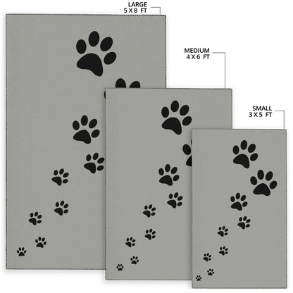 Paw prints grey rug