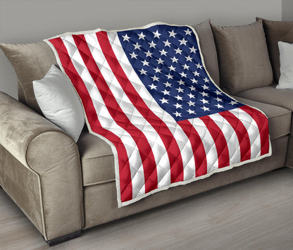 USA Flag Design Premium Quilt