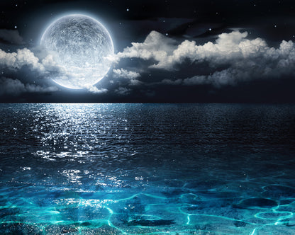 Designed Wallpaper Full Moon on Sea at Night