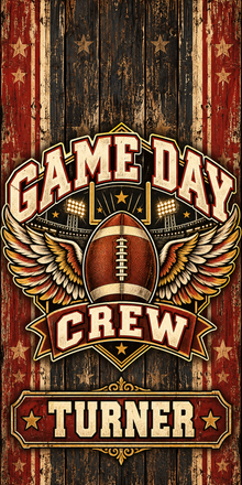 Game Day Crew personalized cornhole wraps - flat