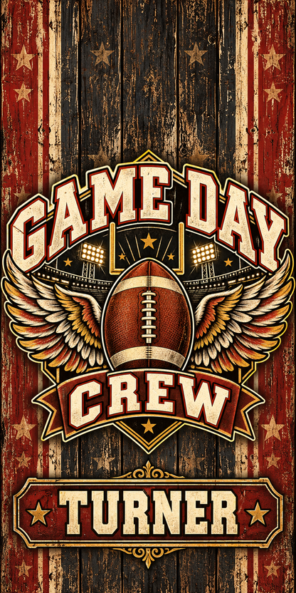 Game Day Crew personalized cornhole wraps - flat