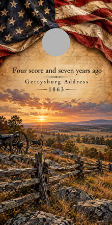 Gettysburg Remembrance Cornhole Board Wraps proof with regulation gray hole-position marker