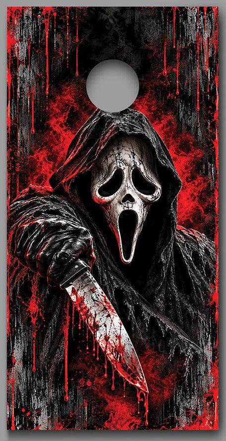 Halloween Scary Face Cornhole Board Decal Wrap