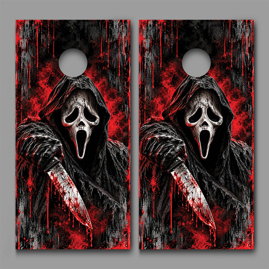 Halloween Scary Face Cornhole Board Decal Wrap