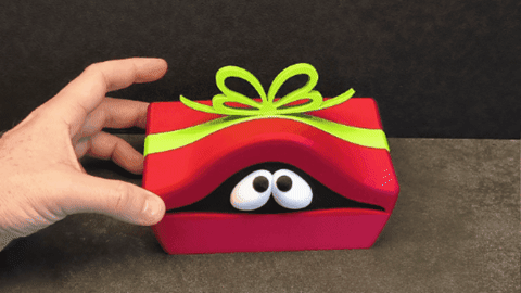 Cute Gift Box With Eyes and Teeth