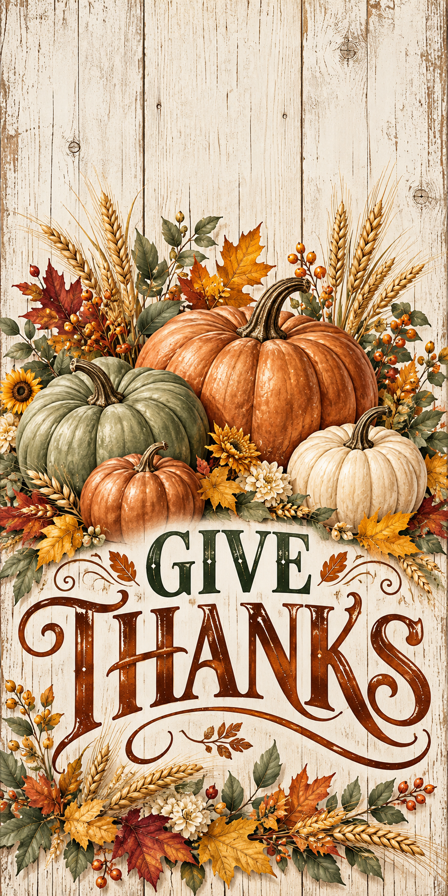 Give Thanks Rustic Pumpkin Cornhole Board Wraps complete artwork without hole