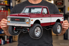 1972 GMC K1500 Burgundy and White acrylic truck sign held mockup