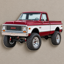 1972 GMC K1500 Burgundy and White acrylic truck sign wall mockup