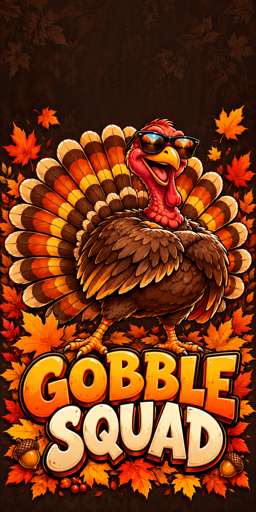 Gobble Squad Thanksgiving Turkey Cornhole Board Wraps complete artwork without hole