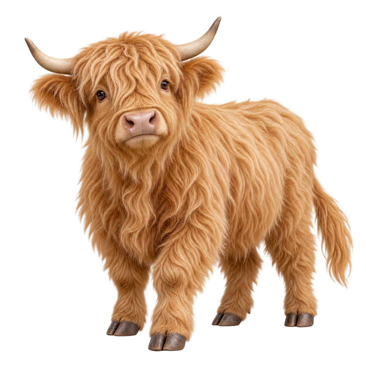 Golden Honey miniature Highland cow contour cut decal artwork