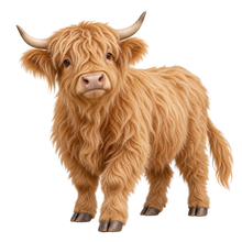 Golden Honey miniature Highland cow contour cut decal artwork